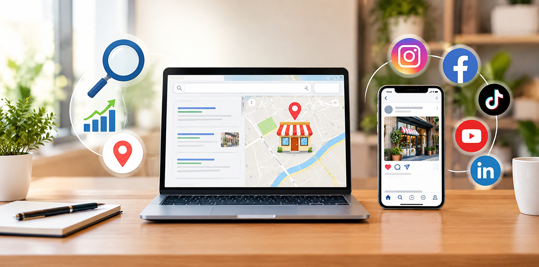 SEO and social media strategies for local business visibility